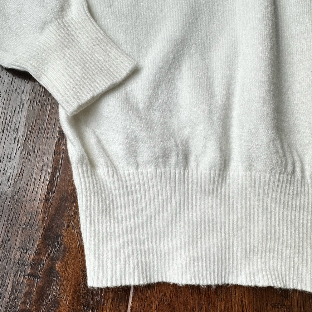 Love Tree White Mock Neck Sweater Ribbed Knit Long Sleeve Top - Picture 5 of 10